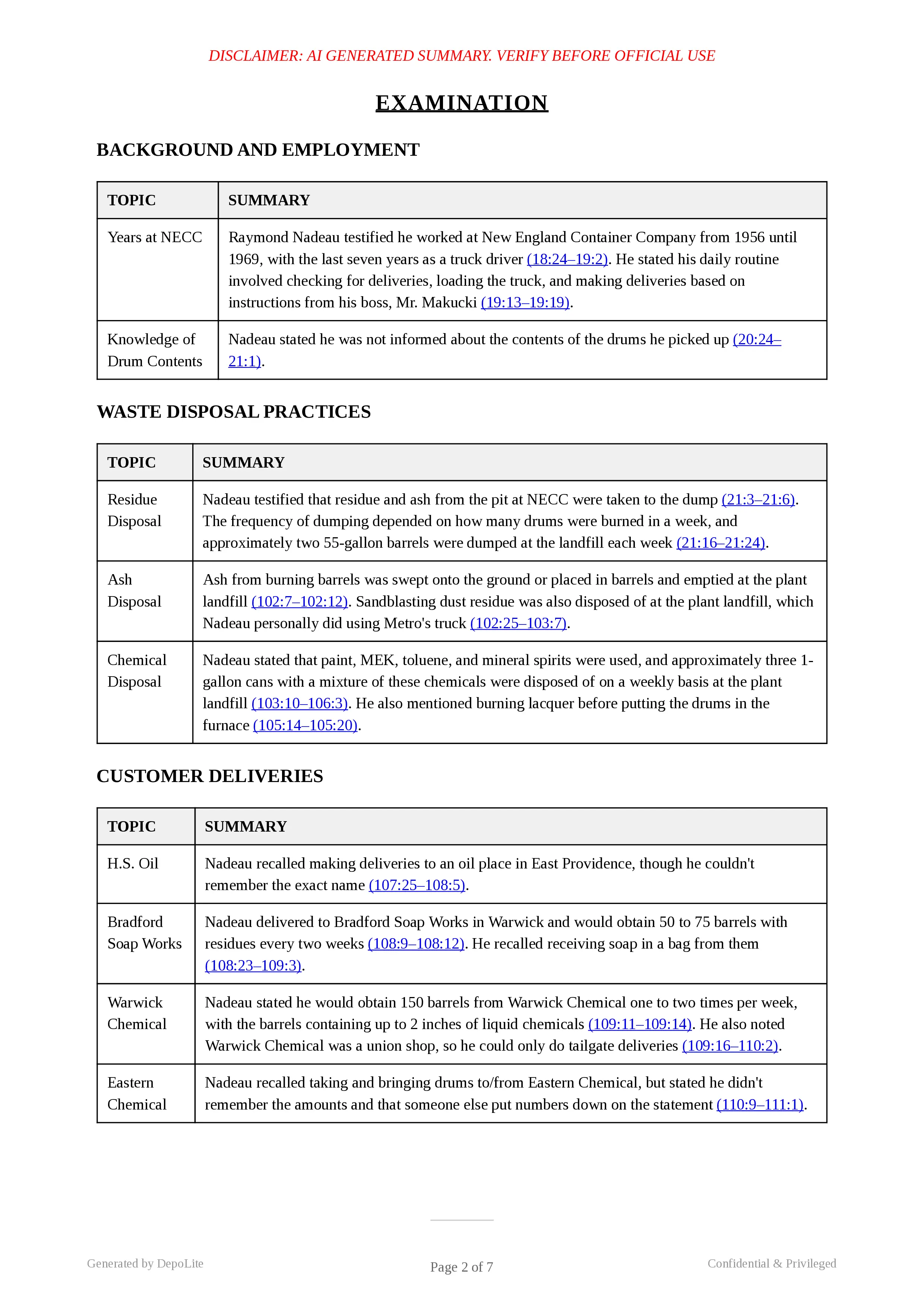 Raymond deposition summary page 2